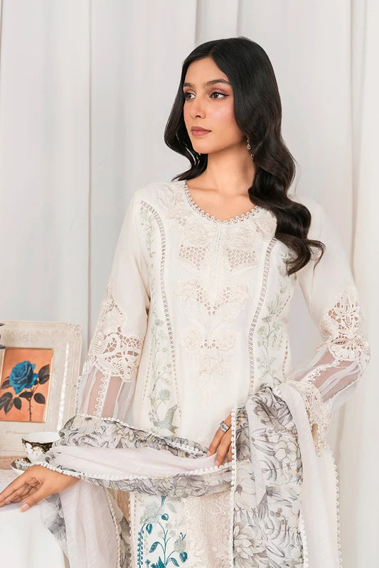 Khubsurat - 3 Piece Ready To Wear - White - 3804-KH-CT