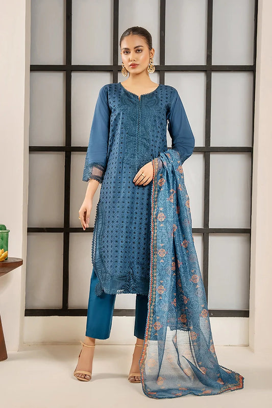 Khubsurat - 3 Pieces Ready To Wear - Teal - 3829-KH-CT
