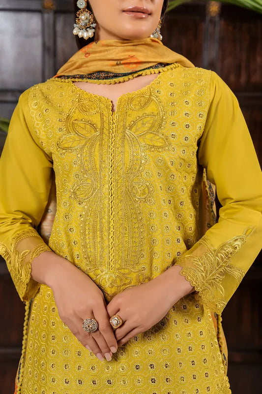 Khubsurat - 3 Pieces Ready To Wear - Mustard - 3829-KH-CT