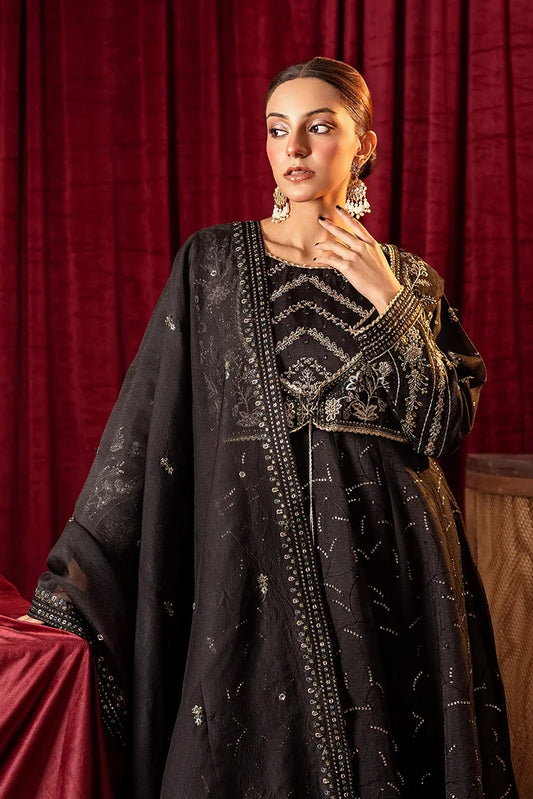 Khubsurat - 3 Piece Stitched Embroidered - Black - 3881-KH-ORNT