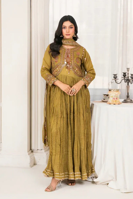 Khubsurat - 4 Piece Stitched Embroidered - Mustard - 3985-KH-OR-NT