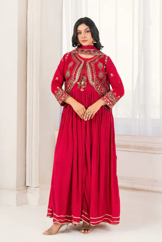 Khubsurat - 4 Piece Stitched Embroidered - Pink - 3985-KH-OR-NT