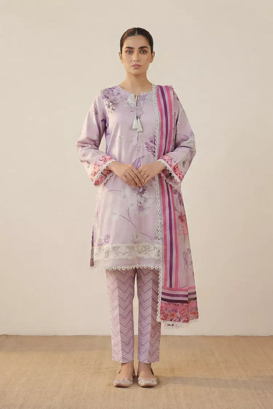 Peelu - 3 Piece - Stitched Lawn Suit Indigo Stripes