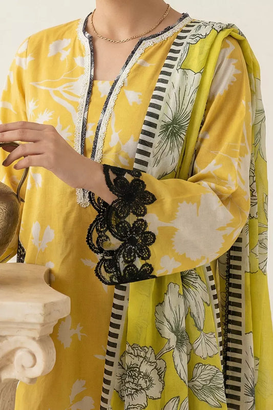 Peelu - 3 Piece - Stitched Lawn Suit Gold Dust