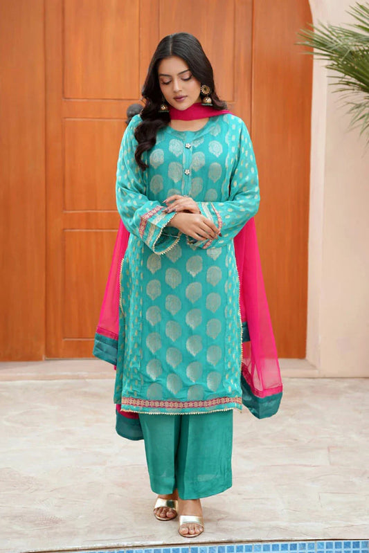 Abar - Farah Jawahir Collection - 3 Piece - Emerald Green
