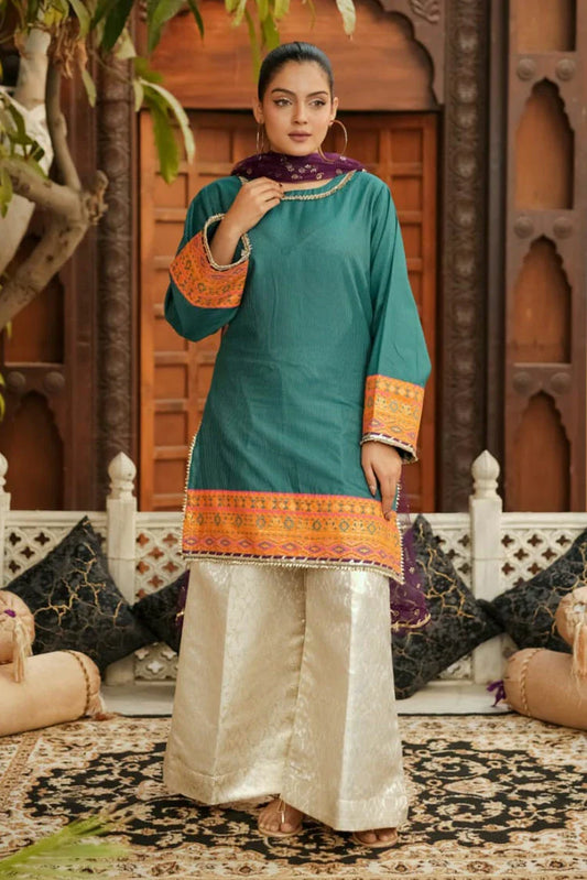 Abar - Farah Jawahir Collection - 3 Piece - Jade Sea Green