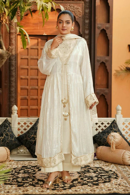 Abar - Farah Jawahir Collection - 3 Piece - Pearl Gold