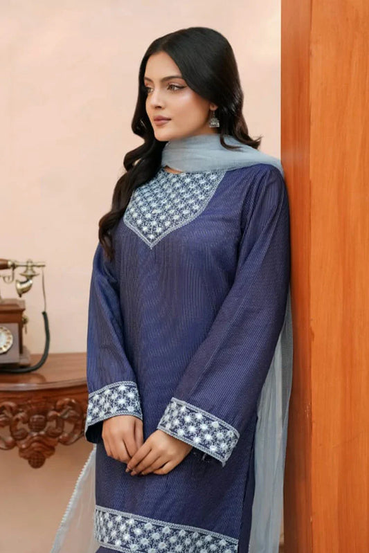 Abar - Farah Jawahir Collection - 3 Piece - Sapphire Blue