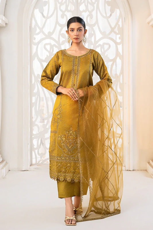 Khubsurat - 3 Piece Stitched Embroidered - Mustard - 4041-KH-SKTN