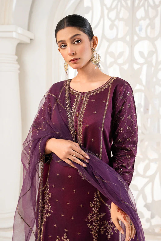 Khubsurat - 3 Piece Stitched Embroidered - Plum - 4041-KH-SKTN