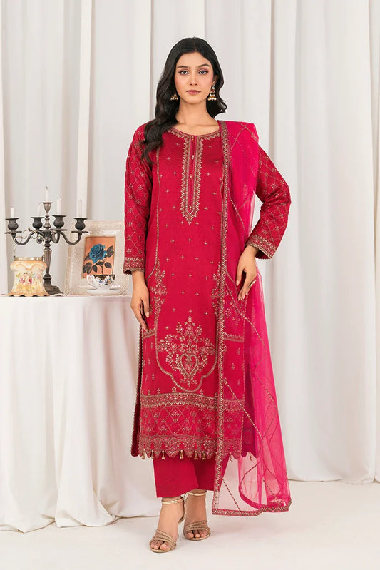 Khubsurat - 3 Piece Stitched Embroidered - Shocking Pink - 4041-KH-SKTN