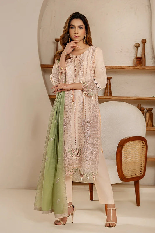 Khubsurat - 3 Pieces Ready To Wear - Peach - 4114-KH-CT