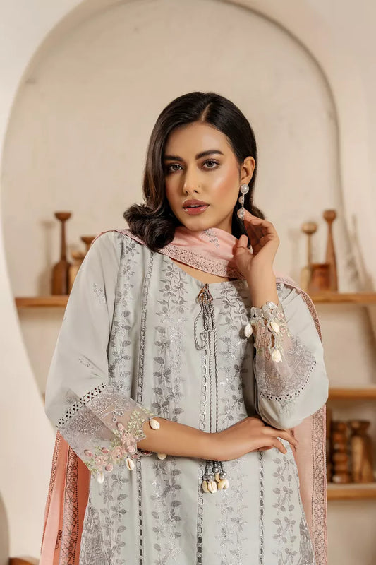 Khubsurat - 3 Pieces Ready To Wear - Silver Grey - 4114-KH-CT