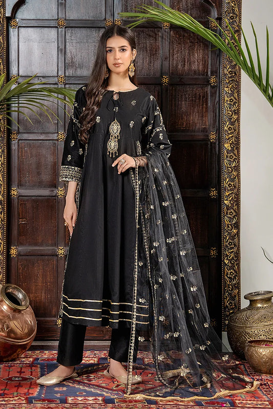 Khubsurat - 3 Pieces Ready to Wear - Black - 4144-KH-CT