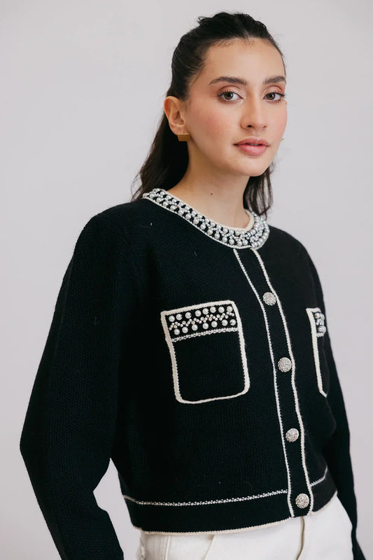 Picture of <!--azt-->Full Sleeves Round Neck Cardigan Sweater - Available at Raja Sahib