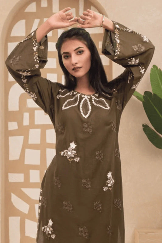 Silcot - Olive Blossom Embroidered Kurta Set