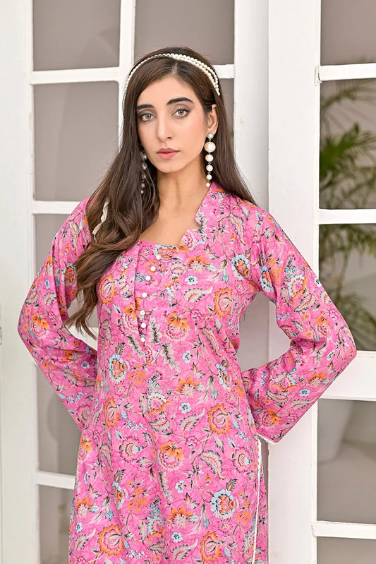 Silcot - Blossom Grace Pink Floral Printed Lawn Kurta Set