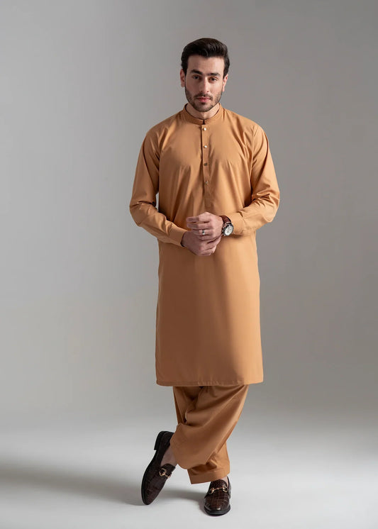 Picture of <!--ajp-->Wash & Wear | Mustard Ban Shalwar Kameez - Available at Raja Sahib
