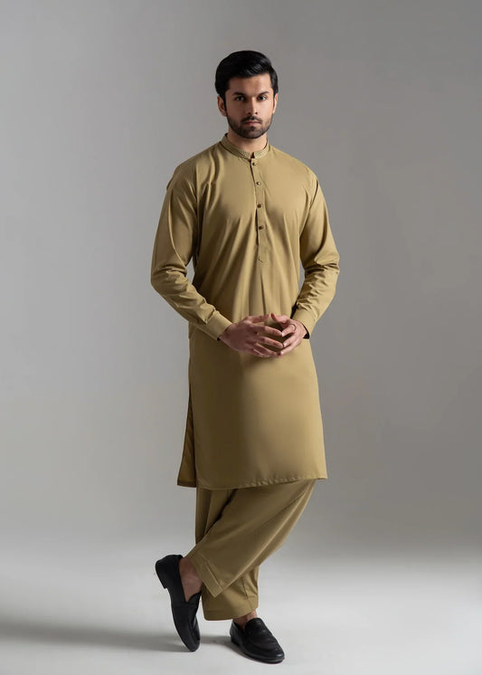 Picture of <!--amx-->Wash & Wear | Olive Ban Shalwar Kameez - Available at Raja Sahib