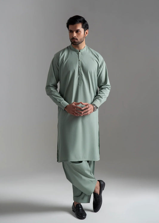 Picture of <!--ajo-->Wash & Wear | Light Green Ban Shalwar Kameez - Available at Raja Sahib