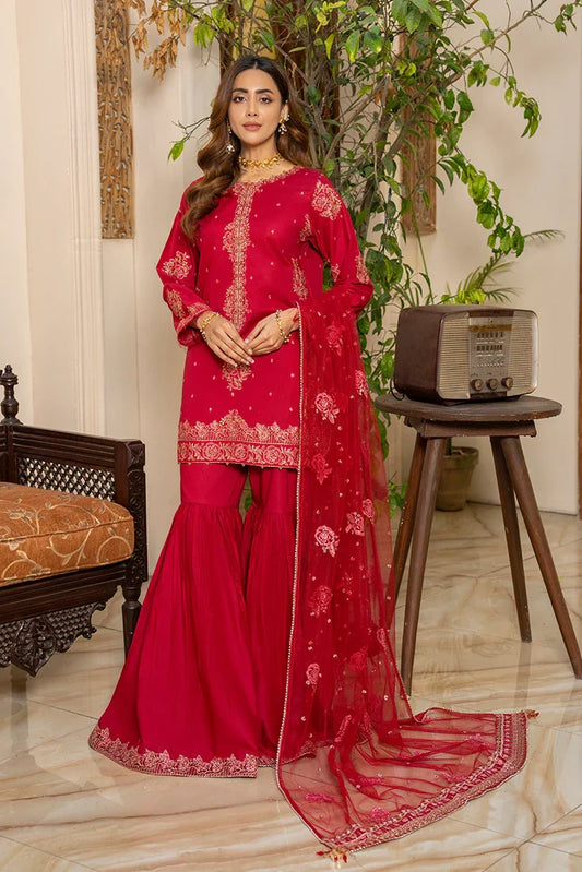 Picture of 3-PC Stitched Embroidered Suit - Available at Raja Sahib