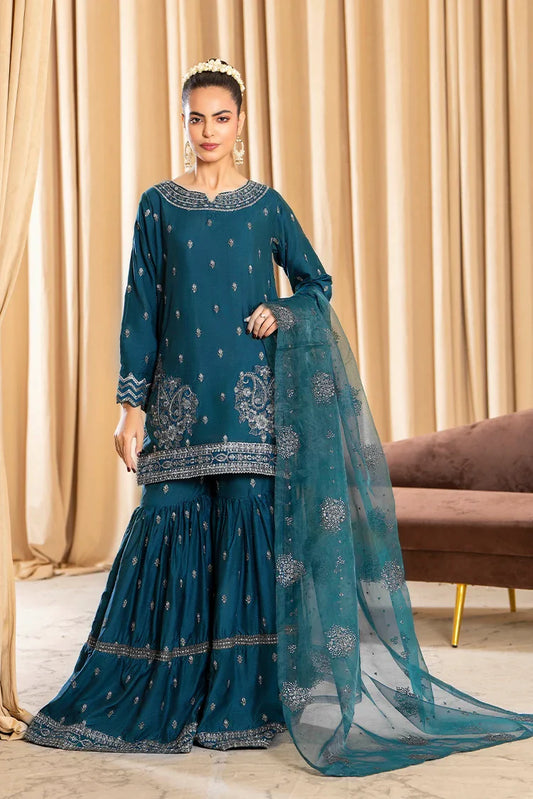3-PC Stitched Embroidered Suit