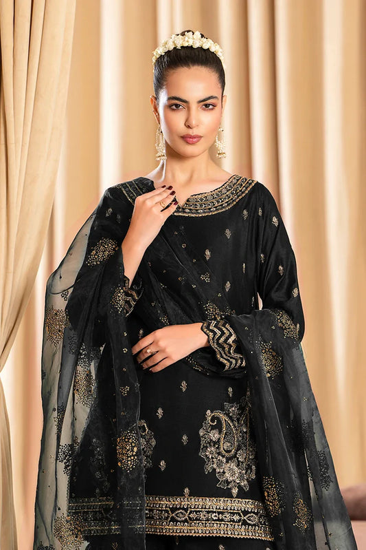 3-PC Stitched Embroidered Suit