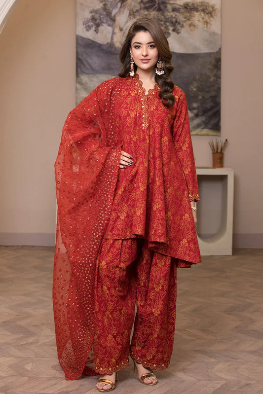 3-PC Stitched Embroidered Suit