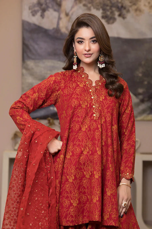 3-PC Stitched Embroidered Suit