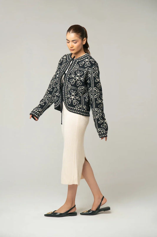 Embroidered Knit Cardigan