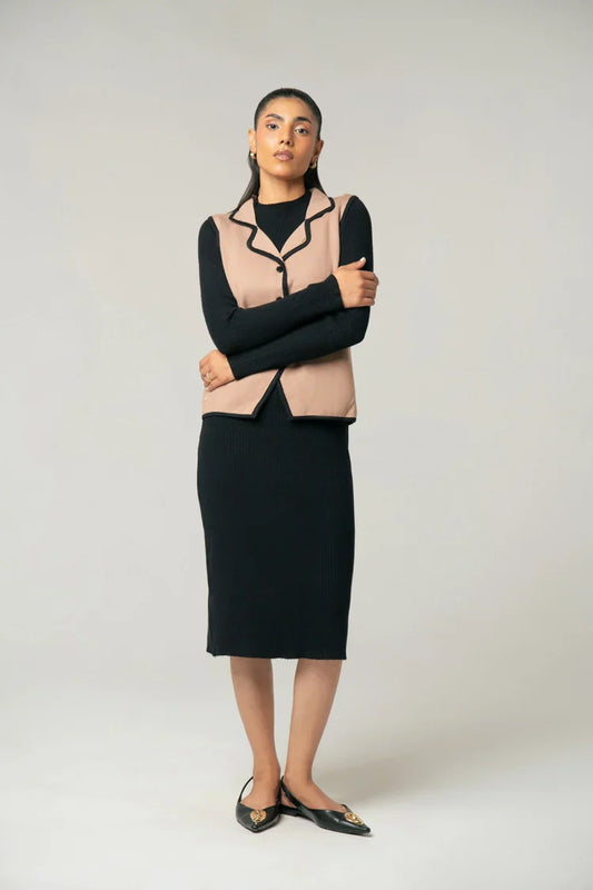 Sleeveless Collar Knit Cardigan