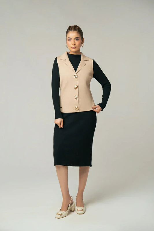 Sleeveless Collar Knit Cardigan