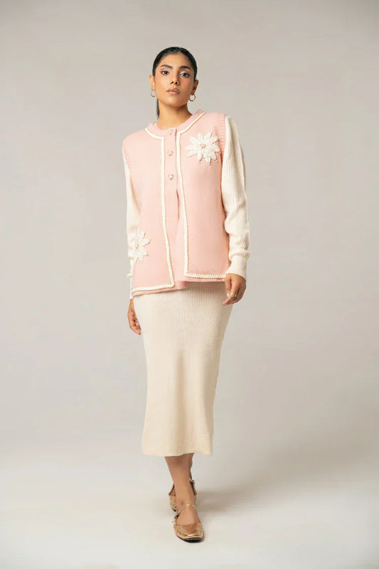 Sleeveless Embroidered Knit Sweater