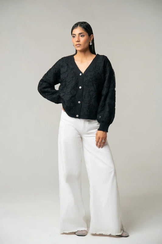 Embroidered Knit Cardigan