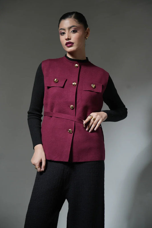 Sleeveless Knit Cardigan