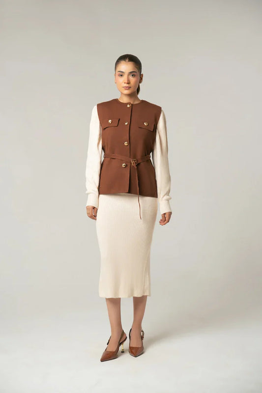 Sleeveless Knit Cardigan