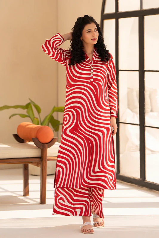 Picture of 2-PC Stitched Printed Suit - Available at Raja Sahib