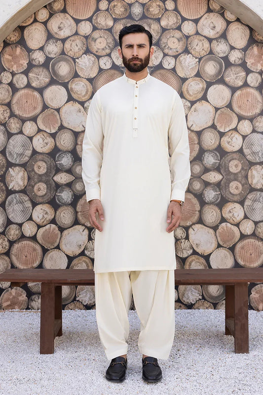 Black Pearl - Wash & Wear | Cream Ban Shalwar Kameez