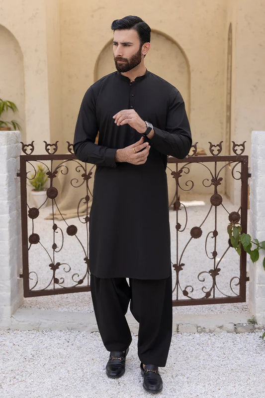 Black Pearl - Wash & Wear | Dark Brown Ban Shalwar Kameez