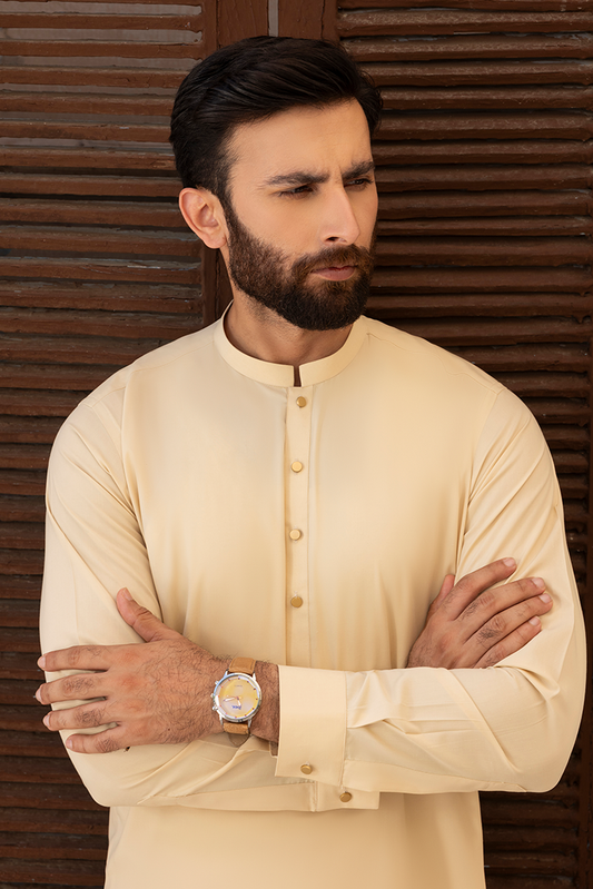 Black Pearl - Wash & Wear | Cream Ban Shalwar Kameez