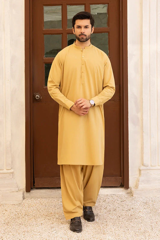 Black Pearl - Wash & Wear | Mustard Ban Ban Kameez