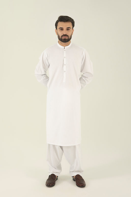 Black Pearl - Wash & Wear | White Ban Kameez Shalwar