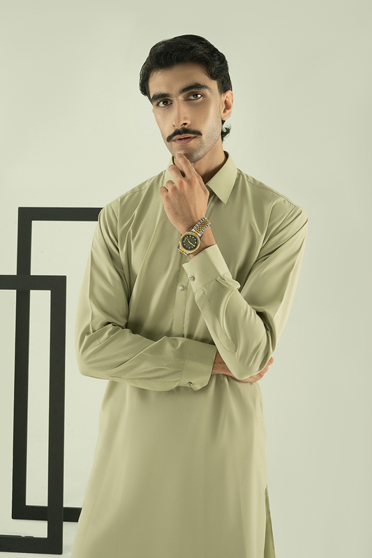 Black Pearl - Wash & Wear | Green Collar Kameez Shalwar