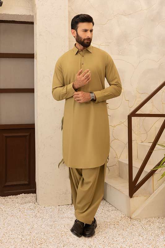 Black Pearl - Wash & Wear | Sand Collar Shalwar Kameez