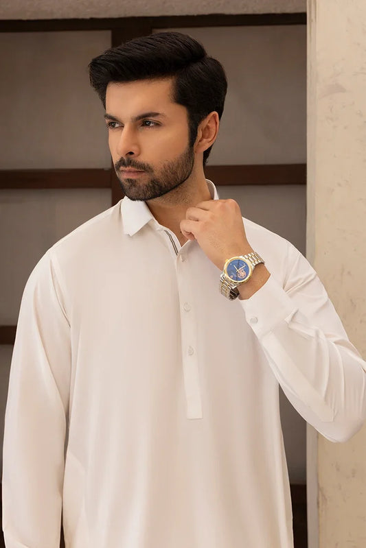 Wash & Wear | Off White Ban Shalwar Kameez