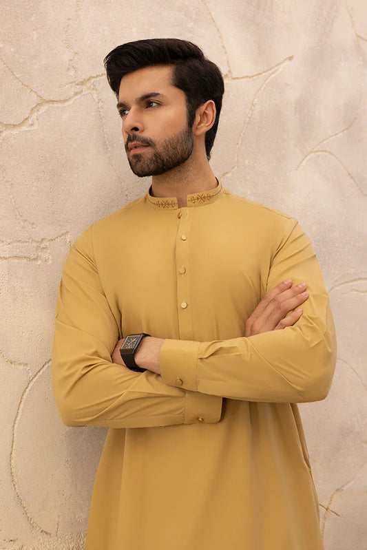 Black Pearl - Wash & Wear | Mustard Ban Shalwar Kameez
