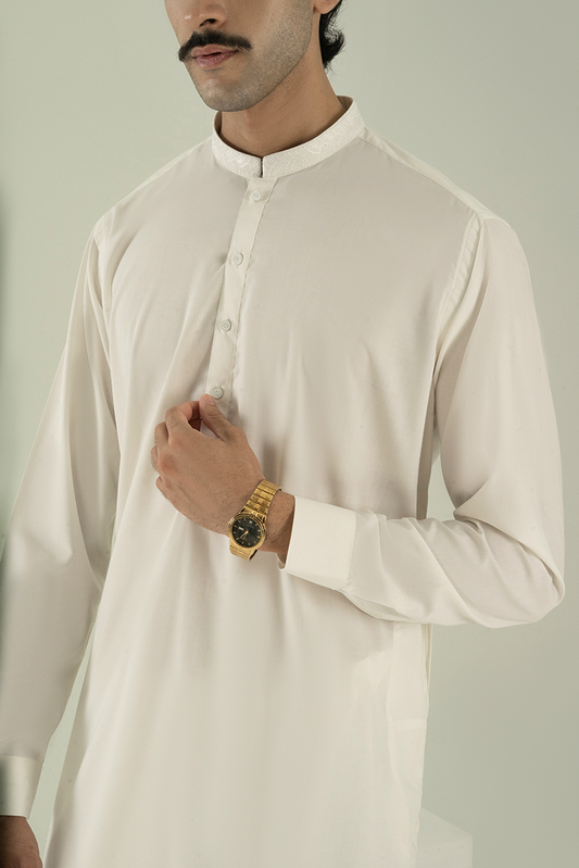 Black Pearl - Wash & Wear | White Ban Kameez Shalwar