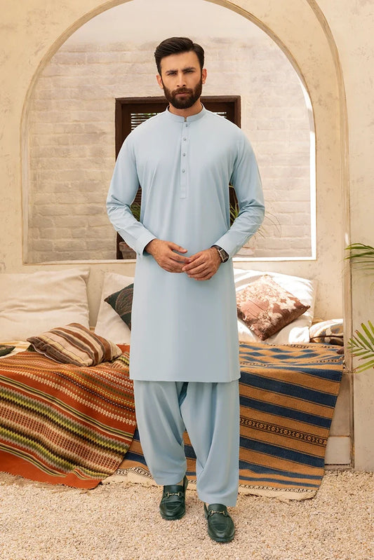 Black Pearl - Wash & Wear | Light Blue Ban Shalwar Kameez