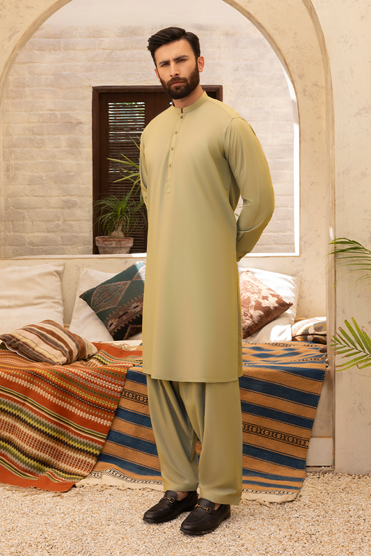 Black Pearl - Wash & Wear | Light Green Ban Shalwar Kameez