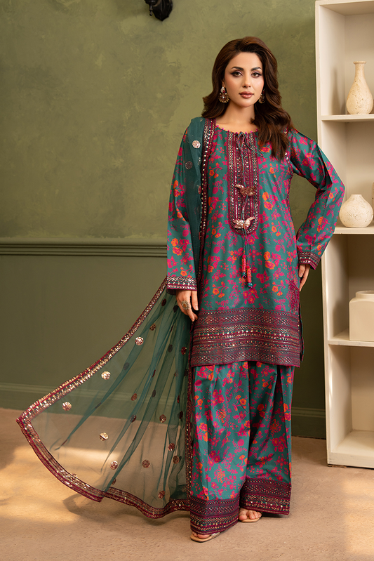 Ellena - 3-PC Stitched Embroidered Suit
